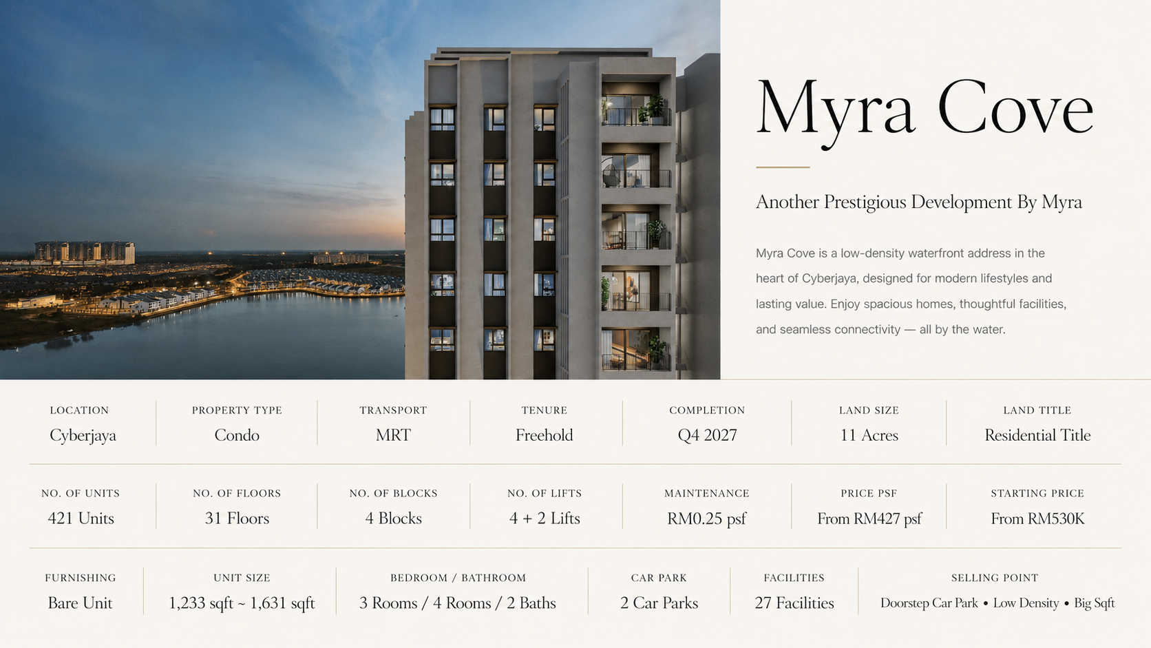 Myra Cove project overview details